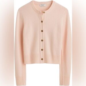 Madewell Cashmere Button-Front Cardigan Sweater, Heather pale pink